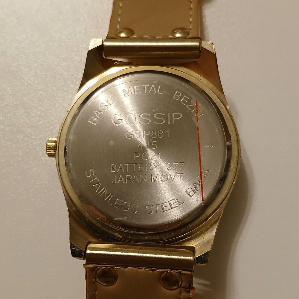 Gossip Women's Gold Tone Dial Orange Leather Band Quartz Watch Japan Movt GSP881 - Picture 3 of 12